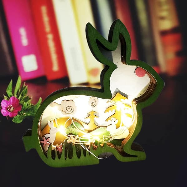Rabbit LED Lamp Soft Lighting Cutout Design Smooth Edge Battery Operated Creative Shape Decorative 2 Styles Easter Bunny Ornament Decor LED