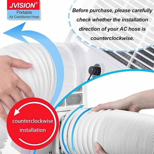 Retractable Flexible Hose for Portable Air Conditioners — Counter-Clockwise Threaded A/C Duct — Heat-Resistant Polypropylene Material — Highly Flexible