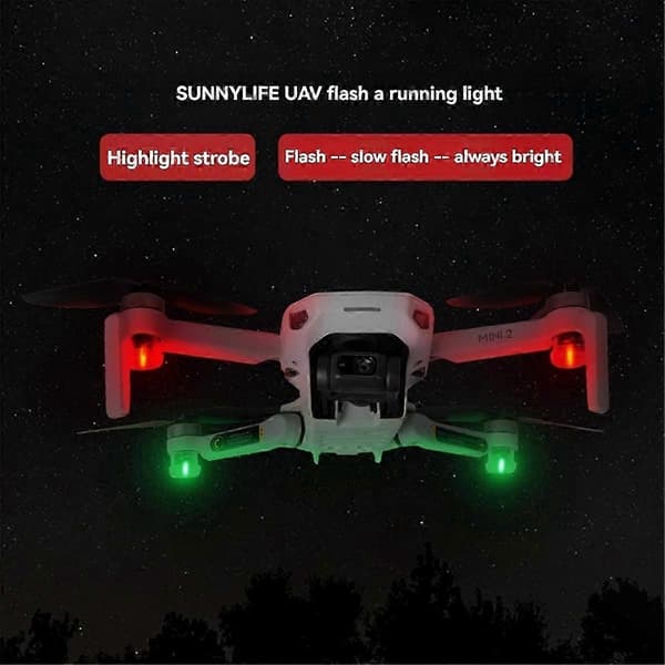 Drone LED Strobelys for Mavic 3, Mini 4 Pro, NEO - Nattflygingsignallampe Transparent