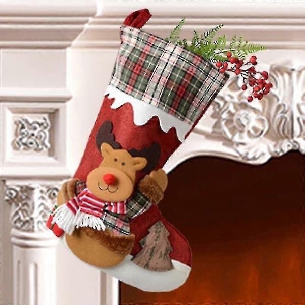 Julstrumpa Klassiska Stora Strumpor Tomte Snögubbe Ren Julkaraktär