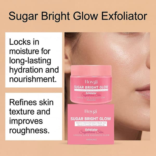 Sugar Bright Glow Exfoliator Scrub, 150g Mild Ansiktspeelingkrem med Vitamin 1PCS