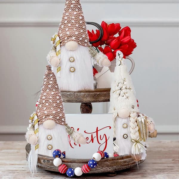 Christmas Decorations with Lights, 2 Pcs Sequin LED Light Christmas Gnomes Plush Elf Handmade Doll