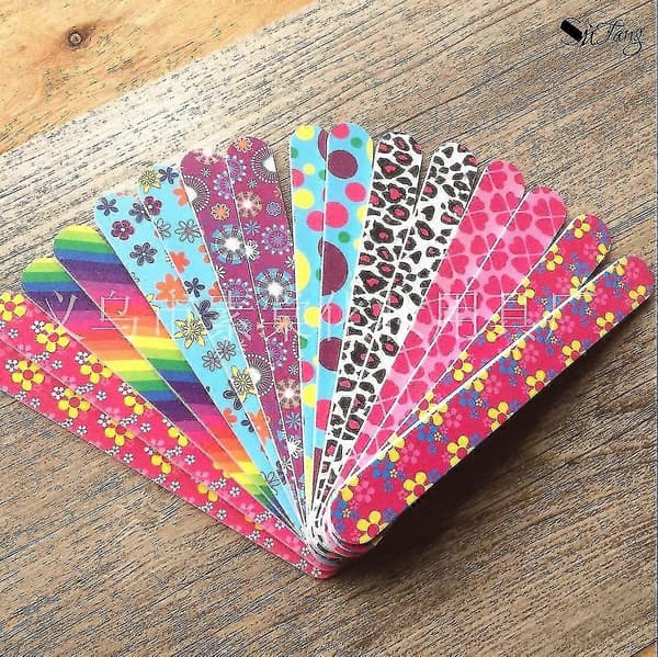 30 Stykker Dobbeltsidede Emery Boards Neglebuffer Blomsterprint Neglefile Manicurefile Til Kvinder Piger