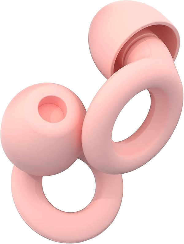 1 par rosa støydempende ørepropper, ultramyke, gjenbrukbare, egnet for søvn