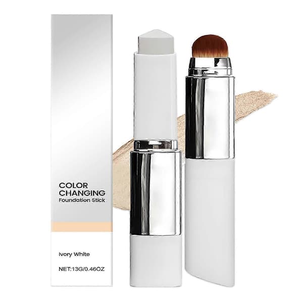 2-in-1 Color Changing Foundation Stick, Medium to Full Coverage Dewy Finish Base Makeup, Great Gift Idea_Lucky_B (Ivory)