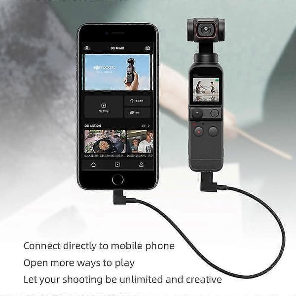 30 cm datatransmissionskabel til DJI Osmo Pocket 2 kamera, direkte forbindelse til mobiltelefon
