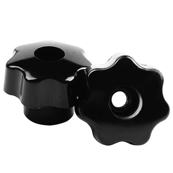 10 stk. sorte stjernegreb, indvendigt gevind diameter 8mm, hoveddiameter 40mm Silver& black