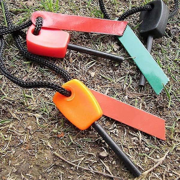 Eldstål Eldstartare, Överlevnads-eldstartare, för Eldstål, Nöd-eldstartare för Camping, Äventyr och Utomhusaktiviteter (3 färger) (3 st)