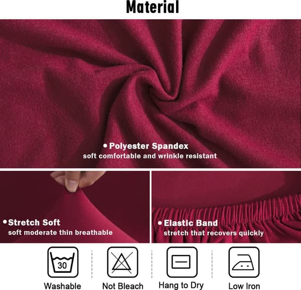 6-pack Stretch Chair Covers - Washable Stretch Chair Covers Wine Red