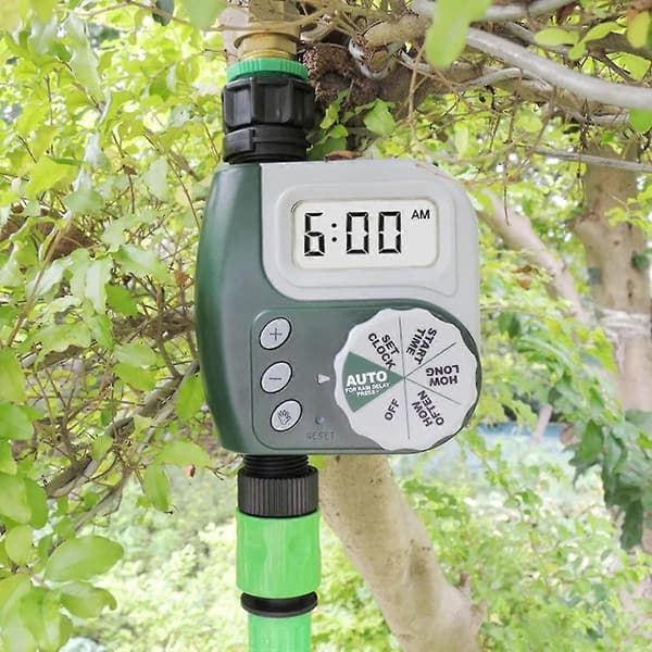 Mmdoco Sprinklertimer til vanding af græsplæneplanter, poolfyldning, digital kontrol havevandingstimer med regnfald