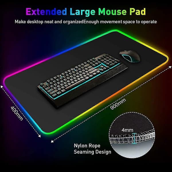 Musemåtte 900 X 400 Mm Rgb Gaming Musemåtte Xxl Led Skrivebordsmåtte Musemåtte Stor Gave