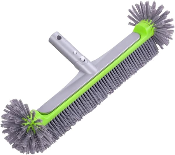 Pool Brush Sweeper Pool Liner Brush 17.5″, Pool Sweeper for Pool, Removable Pool Brush Head with Robust Bristles Aluminum Handle, Telescopic