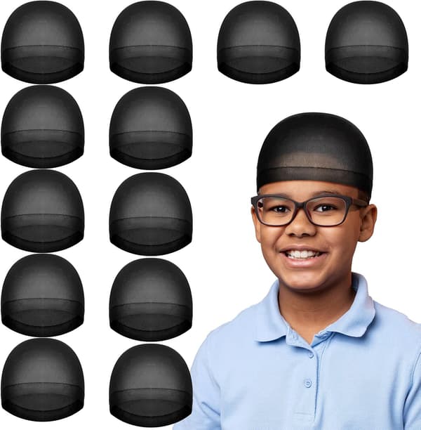 12 st strumpvågskeps för barn stretchiga nylonmössor lätta mössor barnperukhattar svarta -
