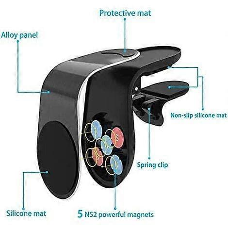 Magnetisk biltelefonholder til de fleste smartphones, universal magnetisk bilmontering til luftventiler (sort)