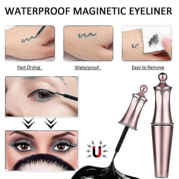 5 par magnetiske øyevipper med magnetisk eyeliner og øyevippesett