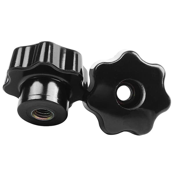 10 stk. sorte stjernegreb, indvendigt gevind diameter 8mm, hoveddiameter 40mm Silver& black