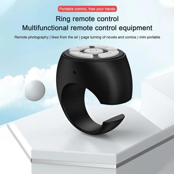 Fingertip Wireless Bluetooth Remote Control, Creative Remote Control Scroll Ring, Wireless Camera Remote Shutter, Video Remote Control App Page Turn