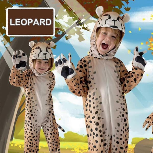 Gepard/Leopard Halloween-drakt for barn, S-XL L 125-135