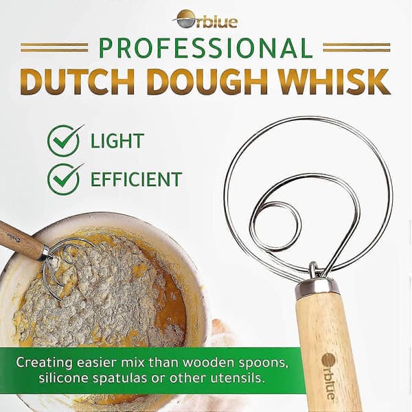 Sett med 2 deigblandere i rustfritt stål for baking av kaker og desserter