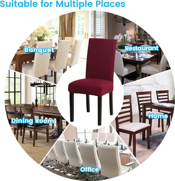 6-pack Stretch Chair Covers - Washable Stretch Chair Covers Wine Red