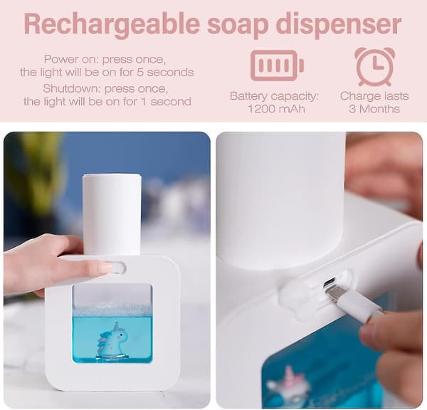 Automatic Foam Soap Dispenser, Sensor Dispenser Rechargeable Countertop Soap Dispenser SXQ