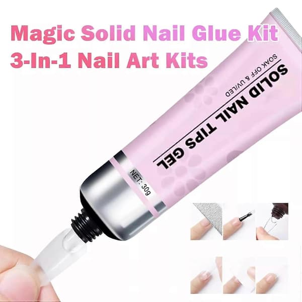Lulou Magic Solid Neglelim Kit 3-i-1 Neglekunst Kit til Neglespids Press-on Negle