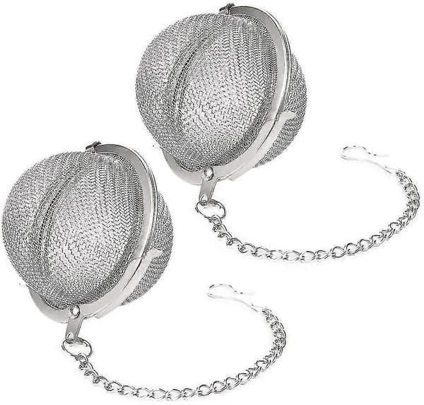 2 teballer i rustfritt stål, tefilter i netting
