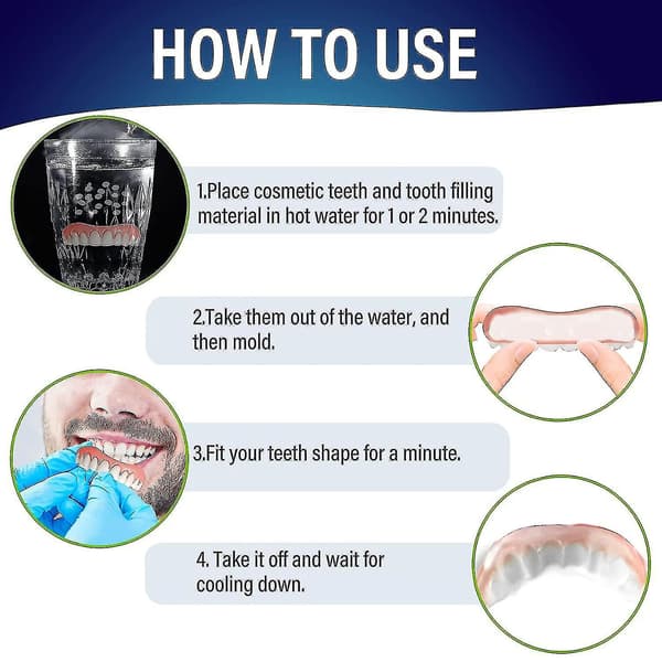2-pack Dentures Cosmetic Teeth Comfortable Upper and Lower Dentures Veneers Cosmetic Teeth