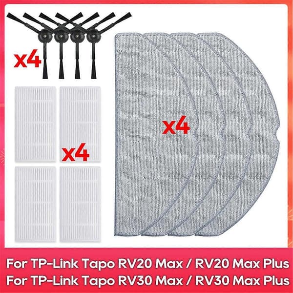 Reservedeler til RV30 Max, RV30, RV20 Max, RV20 - Filter, sidebørste, mopp
