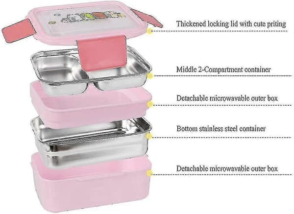 Matlåda Bento Box. Tvåvånings Matlåda Bento Box i Rostfritt Stål Förvaring