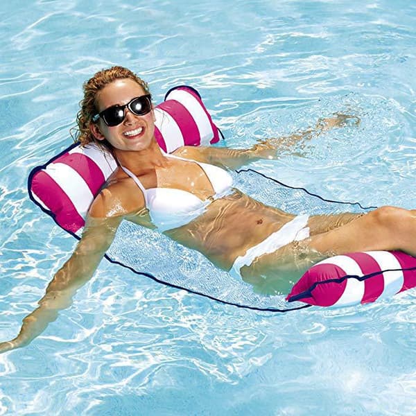 Floating Hammock, Inflatable Pool Hammock, Floating Lounger, Multifunctional Foldable Floating Beach Hammock for Adults (Light Blue)
