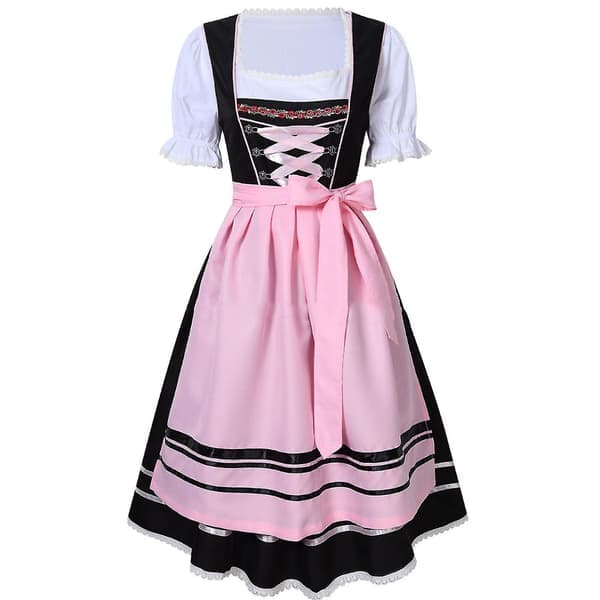 Tysk Oktoberfest Dirndl-kjole til kvinder - Traditionel bayersk ølfestdragt i sort XL