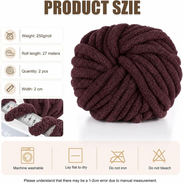 Chunky garn för handstickning, 2 stycken 500 g chunky garn, blåbär kaffe 2 stycken