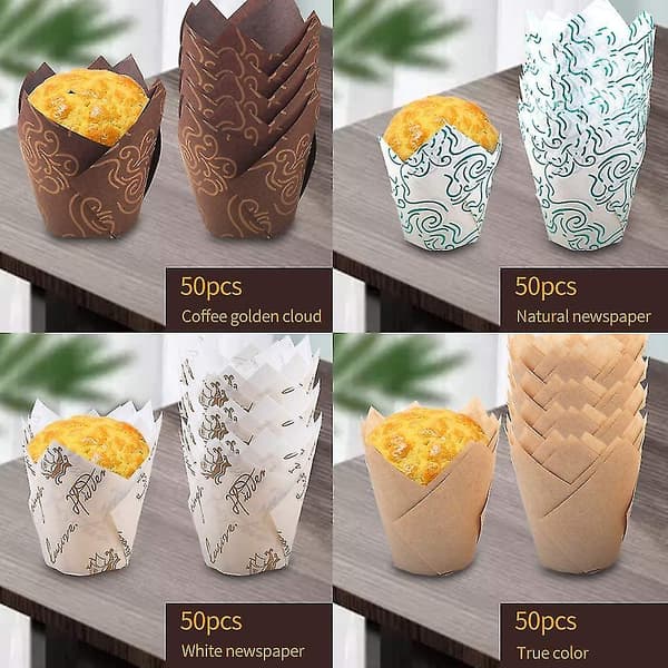 Muffinsforme Bageforme i Papir, 200 stk. Tulipanforme til Muffinbagning