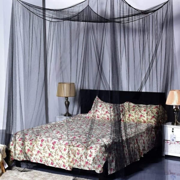Double Bed Mosquito Net, Rectangular Bed Canopy, Simple Black Summer Mosquito Net, Bed Canopy - 190 x 210 x 240 cm