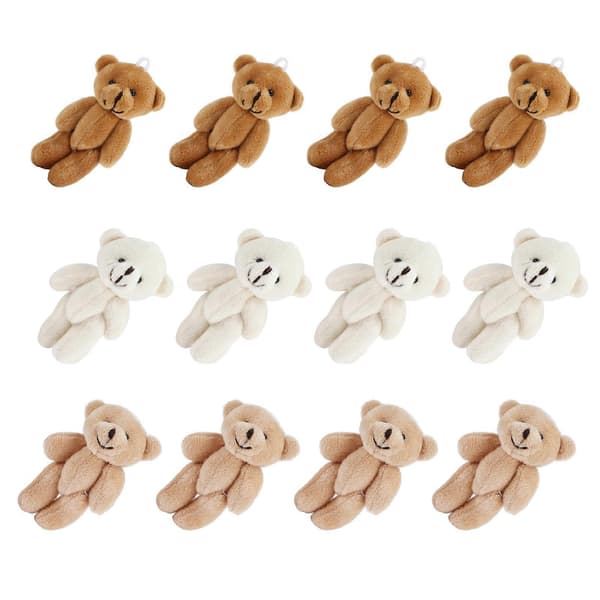 12 stk. Mini Udstoppede Bjørne Komfortable Bløde Søde Mini Teddy Plyslegetøj til Bryllupsfødselsdagsdekorationer