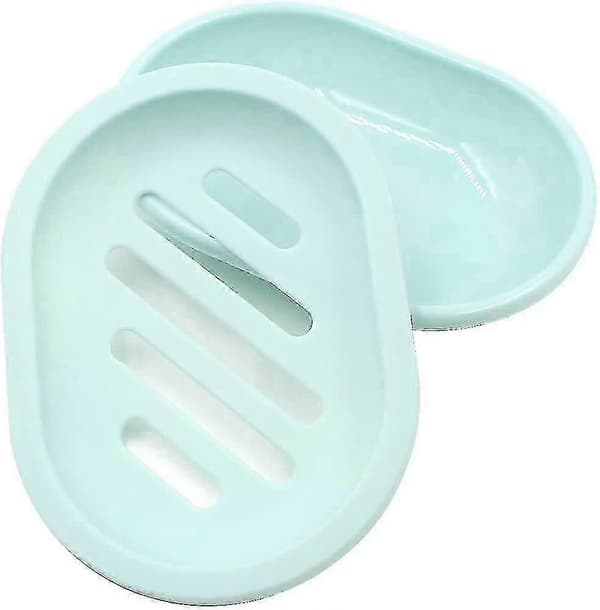 2-pack Soap Dish with Drain, (Green) 13*9.5*2.7 Cm