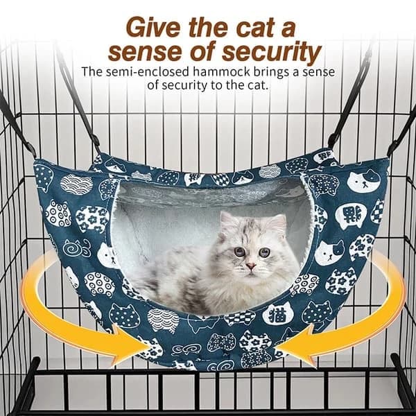 Cat Hammock with Ball - Adjustable Pet Hammock Double Layer | Soft Sleeping Place for Cats, Rabbits and