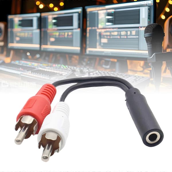 3,5 mm til 2RCA lydkabel 3,5 mm til 2RCA hun til han Y 2RCA splitter 3,5 mm 2RCA kabel 2RCA til 3,5 mm adapter til telefon