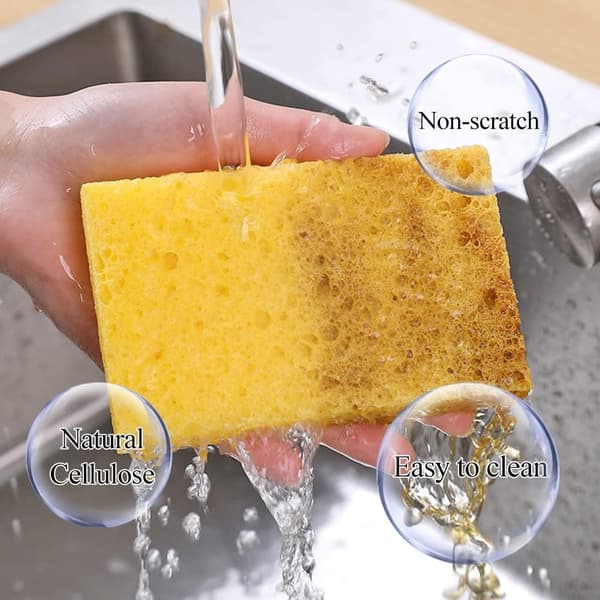 (10-pack) Natural Dish Sponges, Reusable Scouring Pads - Compressed Wood Pulp Dish Sponge Wiper Scratch-Free