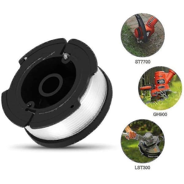 Sett med 6 trådspoler kompatible med 2 deksler kompatible med erstatning for Black Decker gresstrimmere.