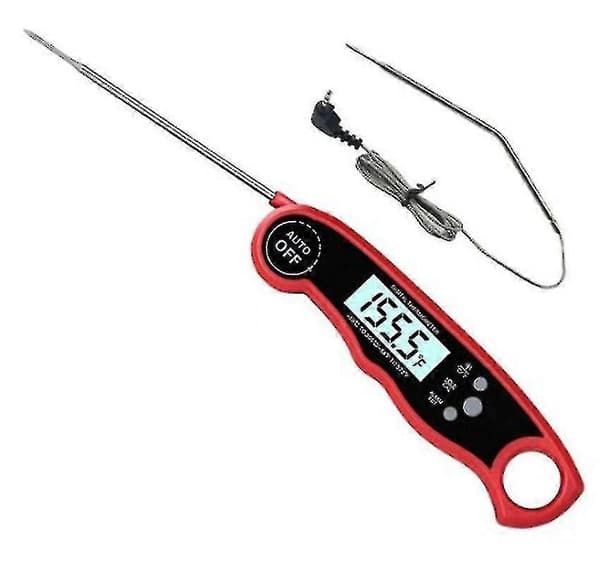 Kødtermometer Grilltermometer, LCD Digital Stegetermometer, rød