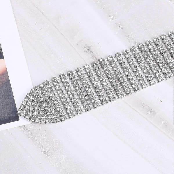 Dam Strassbälte Glänsande Diamant Kristall Dambälte För Jeans Klänningar Silver