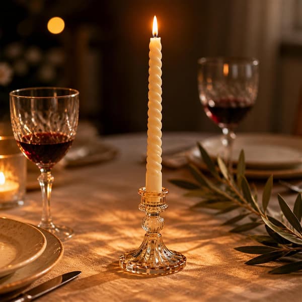 6 stycken ljusstakar stavljushållare, ljusstake glas 10 cm Bärnsten