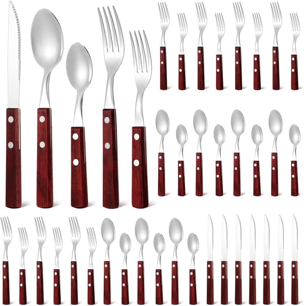 40 Pieces Cutlery Fork with Wooden Handle (for Paint)