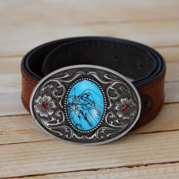 Western Belt Buckle for Men 1 pc Red Red