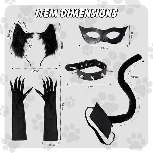 Catwoman kostume, damer, kat, sort, voksne, 5 dele