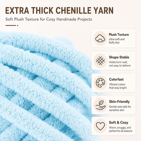 Chunky garn för handstickning, 2 stycken 500 g chunky garn, blåbär Ljusblå 2 stycken