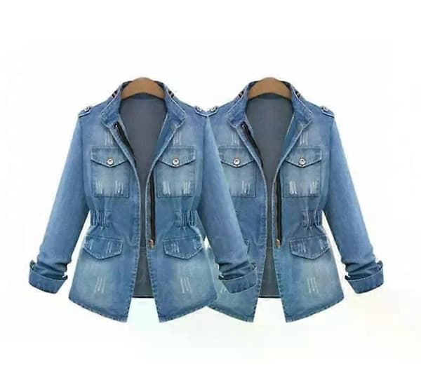 NYA Kvinnors Dam Jeansjackor Oversize Kedjefickor Rockar Plus Size M