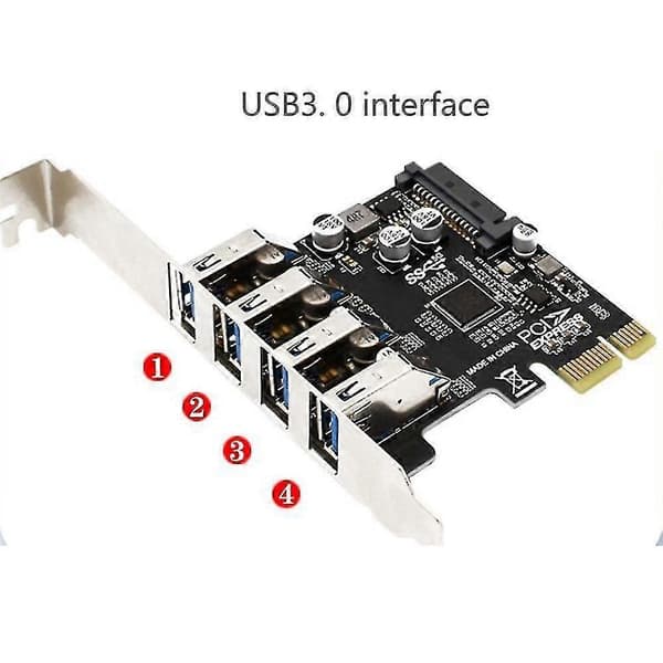 Pci-e till Usb3.0 expansionskort 4-portars 2u/4u chassi dubbel strömförsörjning 5gbps hastighet stöd Pci-e X1 X
